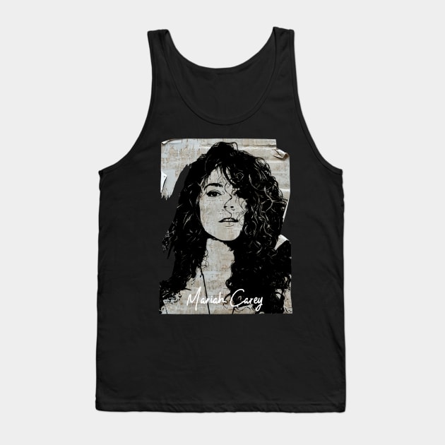 Maria Carey 80s Vintage Old Poster Tank Top by Hand And Finger